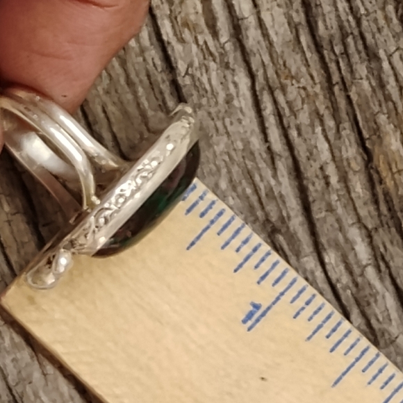 Old Natural Turquoise Ring Navajo Sterling Silver Handcrafted Sz 6.75 - Picture 9 of 15